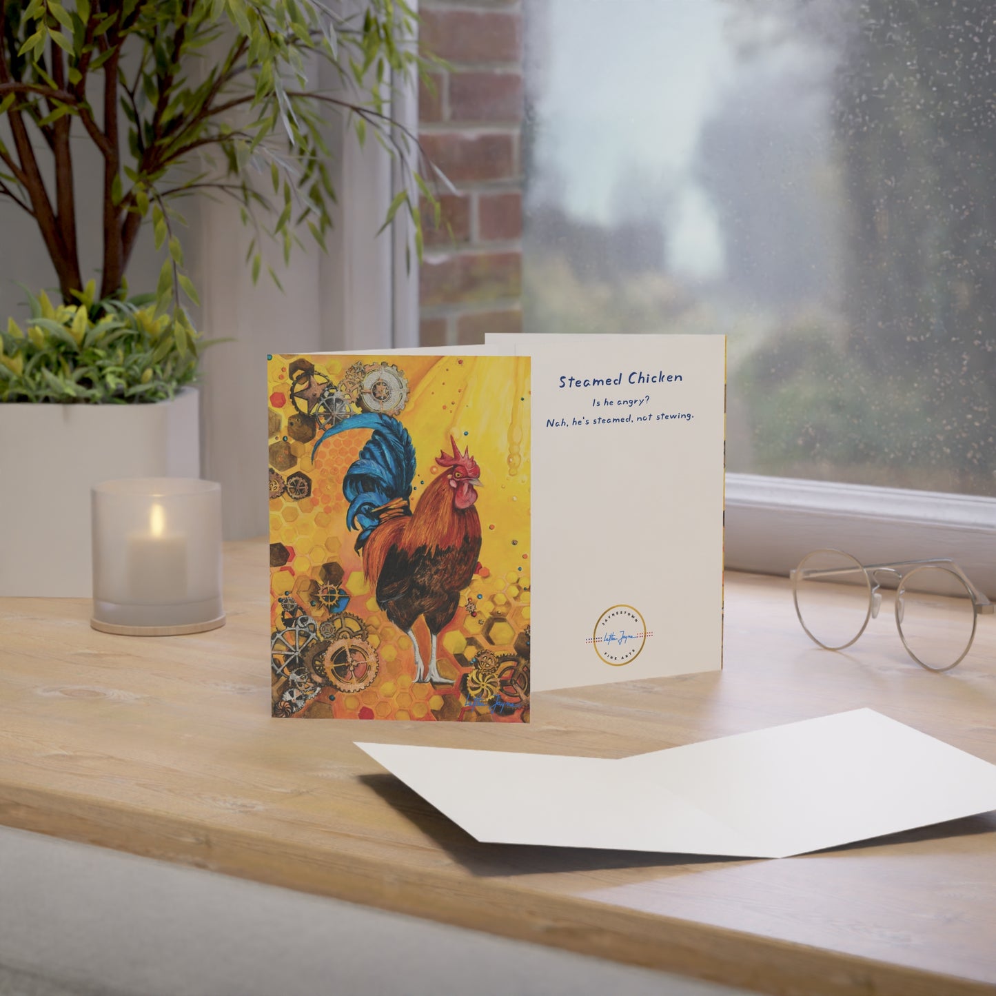 Steamed Chicken Greeting Cards w envelopes (1,10,30, or 50 pcs.)