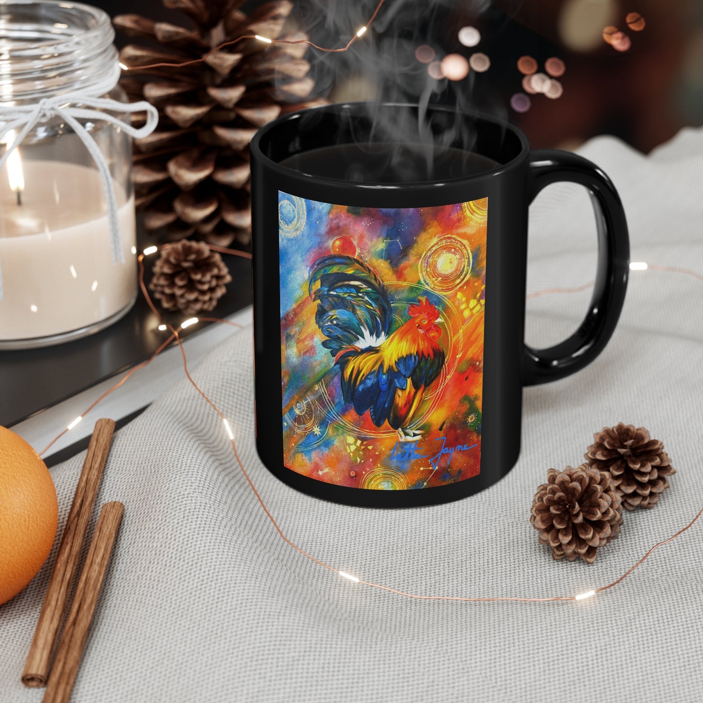 Cosmic Chicken 11oz Black Mug