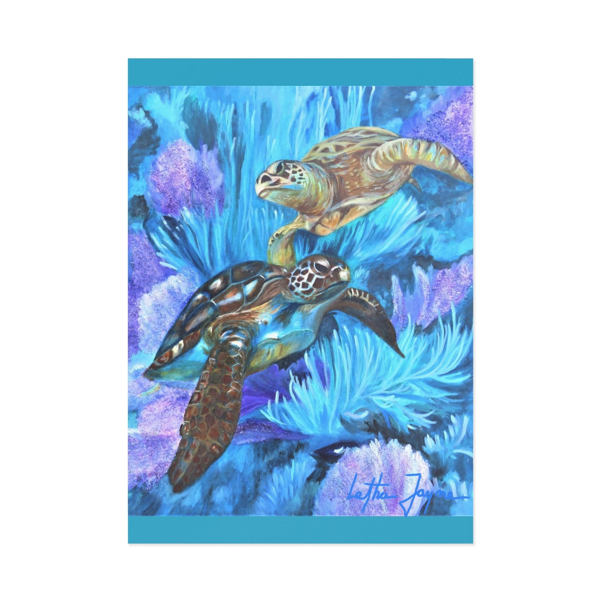 Sea Turtle Boogie Fine Art Postcards