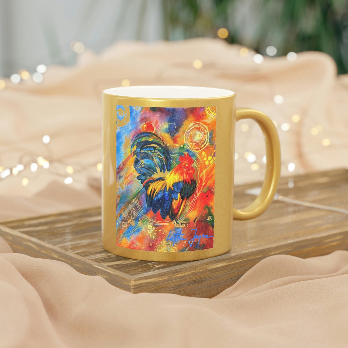 Cosmic Chicken Gold Metallic Mug