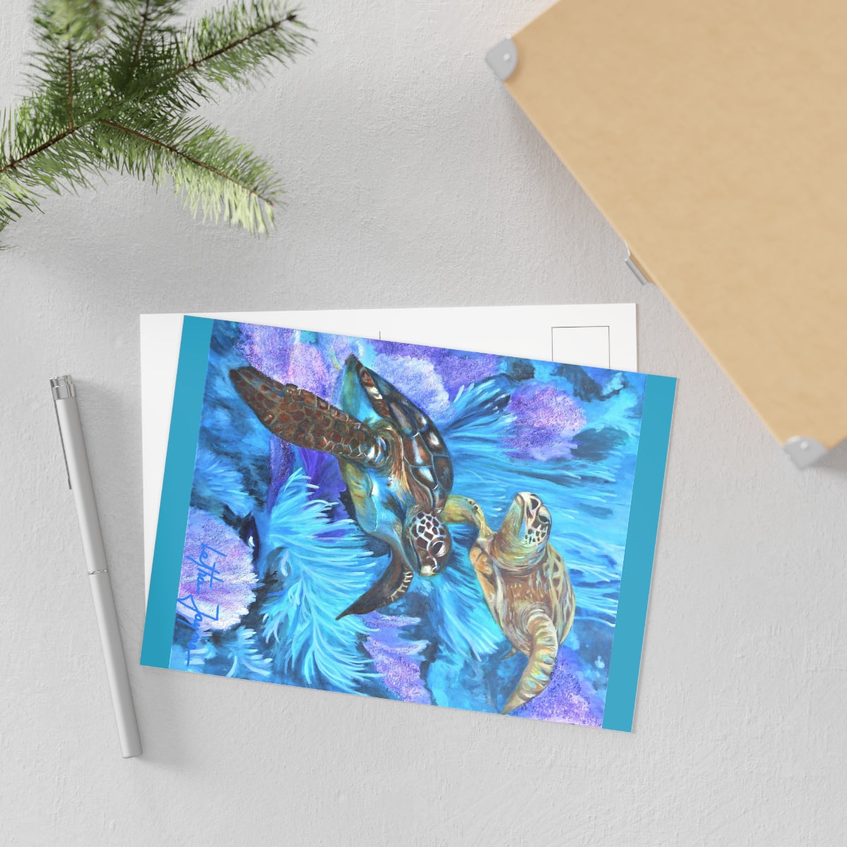 Sea Turtle Boogie Fine Art Postcards