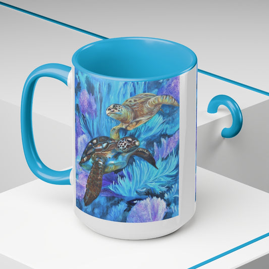 Sea Turtle Boogie Coffee Mugs, 15oz