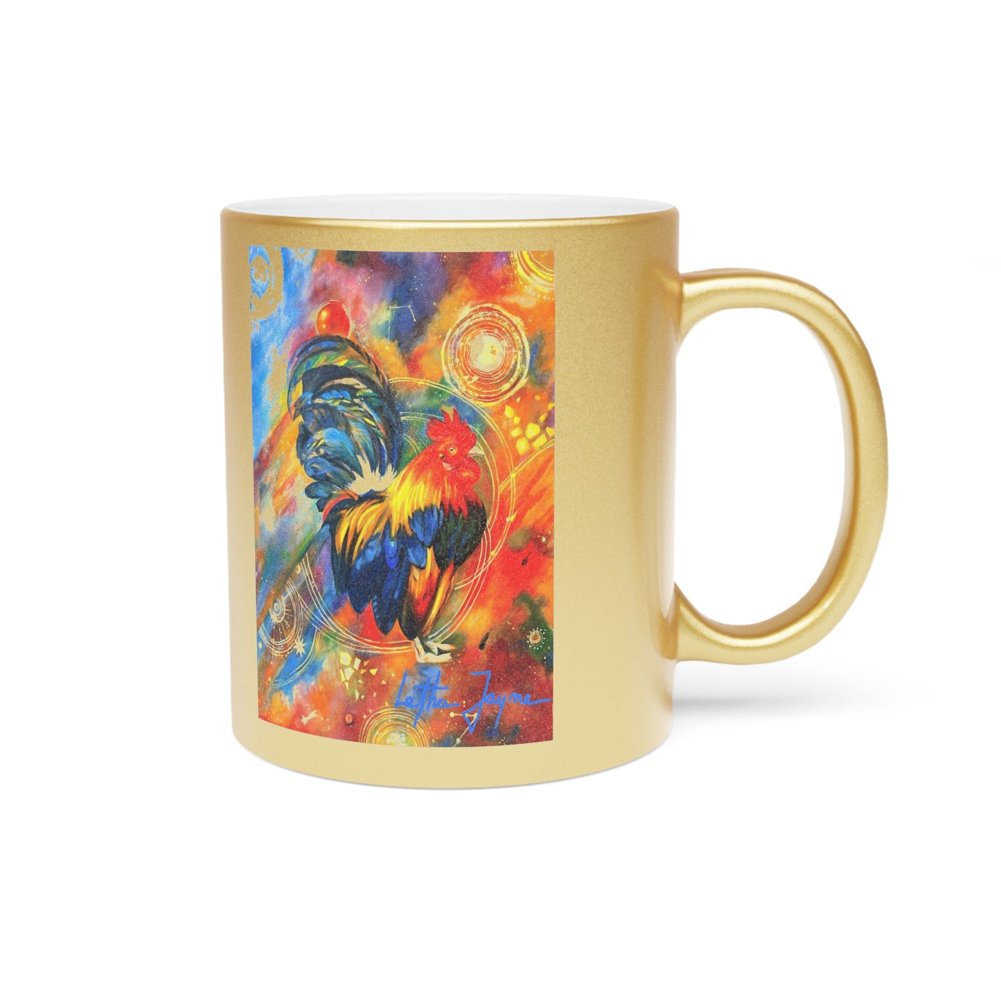 Cosmic Chicken Gold Metallic Mug